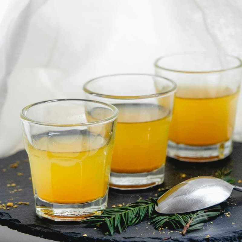 Three small glasses of freshly pressed wellness shots